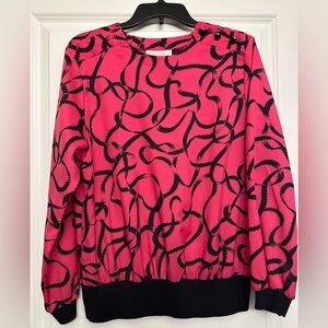 Vintage Shapely Pink and Black Patterned Blouse